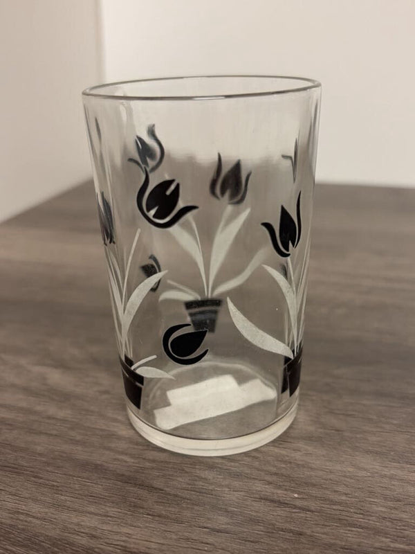 Vintage Black Tulip Glass