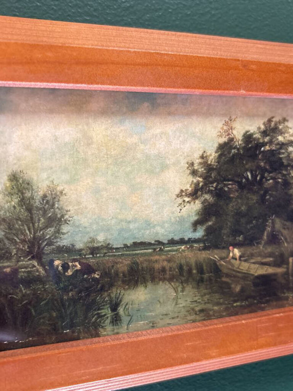 #513 Wood Framed Print of Man in Boat