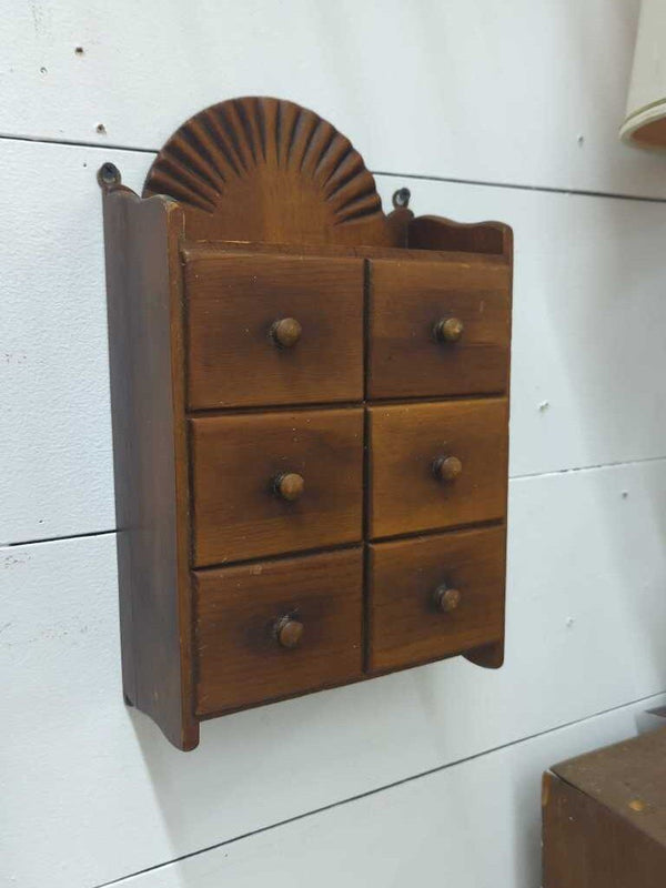 Vintage wood 6 drawer spice cabinet