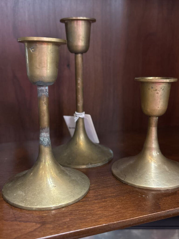 #524 Set of Three - Brass Candleholders