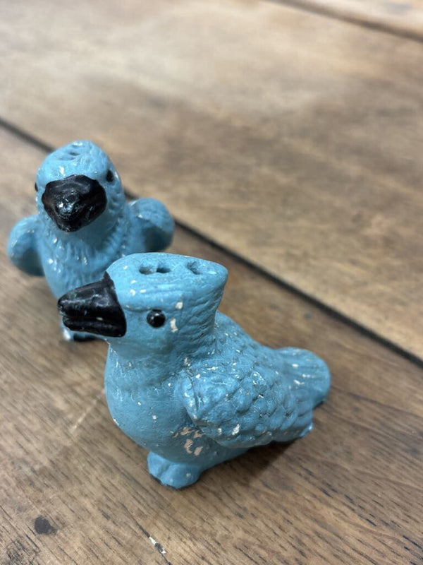 Antique Blue Jay Salt and Pepper Shakers