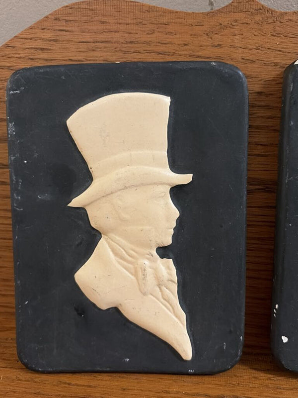 set of 2 clay tile silhouettes