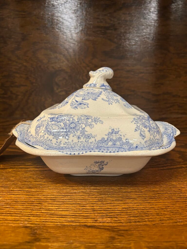 19th Century English Transferware Pottery - Asiatic Pheasants - Md Square Covered Dish