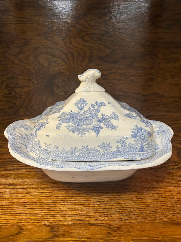 19th Century English Transferware Pottery - Asiatic Pheasants - Lg Square Covered Dish 3