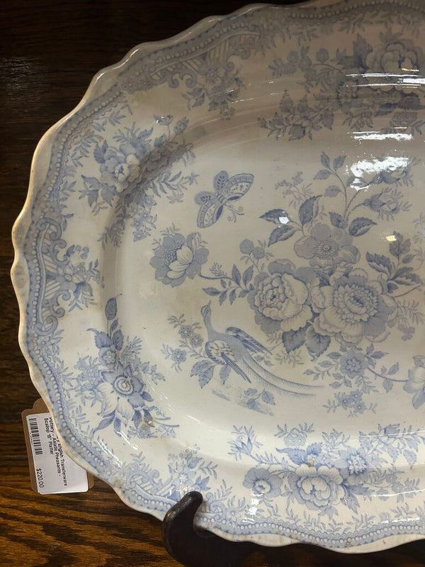19th Century English Transferware Pottery - Asiatic Pheasants - Scallop 15" Platter
