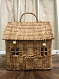 Hand-Woven Rattan House Basket with Handle and Closures