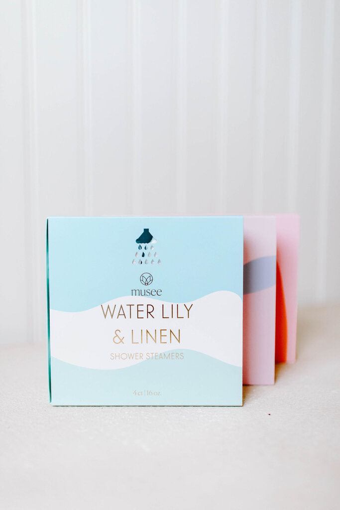 water lily and linen shower steamers