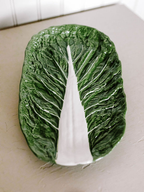 hand painted ceramic cabbage shaped platter