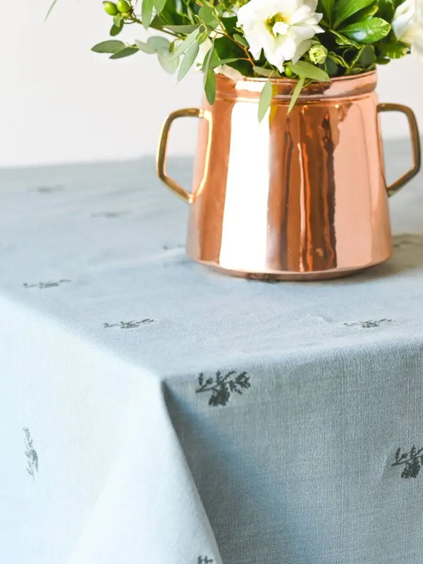 Blue Fleur Embroidered Tablecloth (60x90)