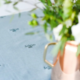 Blue Fleur Embroidered Tablecloth (60x90)