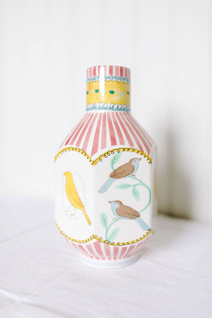 ceramic vase with bird pattern