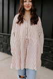 brown stripe shirt dress