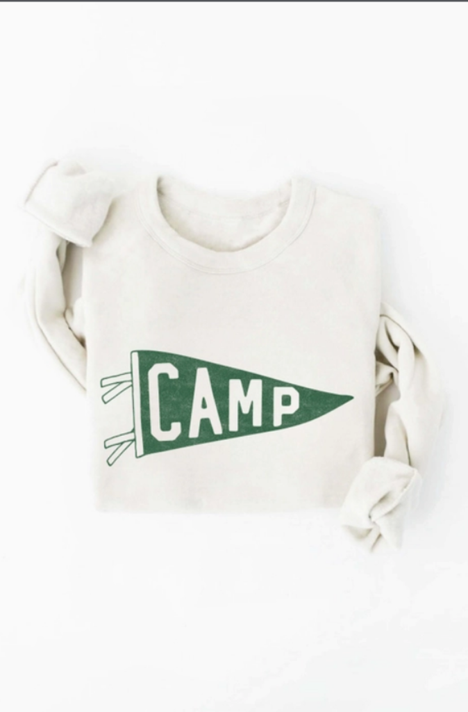 vintage white camp pennant sweatshirt