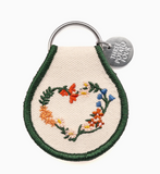 floral wreath heart patch keychain