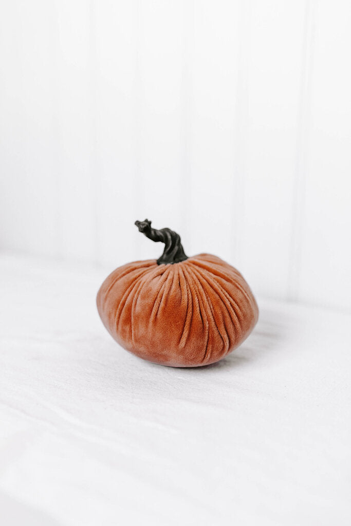 Small Orange Velvet Pumpkin