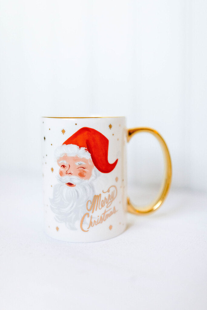 Winking Santa Claus Porcelain Mug