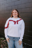 Red Sequin Bow Sweater