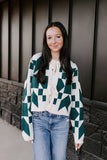 pine green geometric sweater