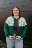 hunter green color block knit cardigan