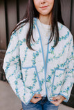 light blue floral printed quilted jacket