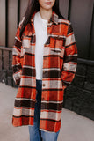 rust plaid longline shacket