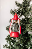 6" red lighted lantern with tree ornament