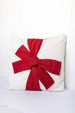 18" square pillow with red velvet bow