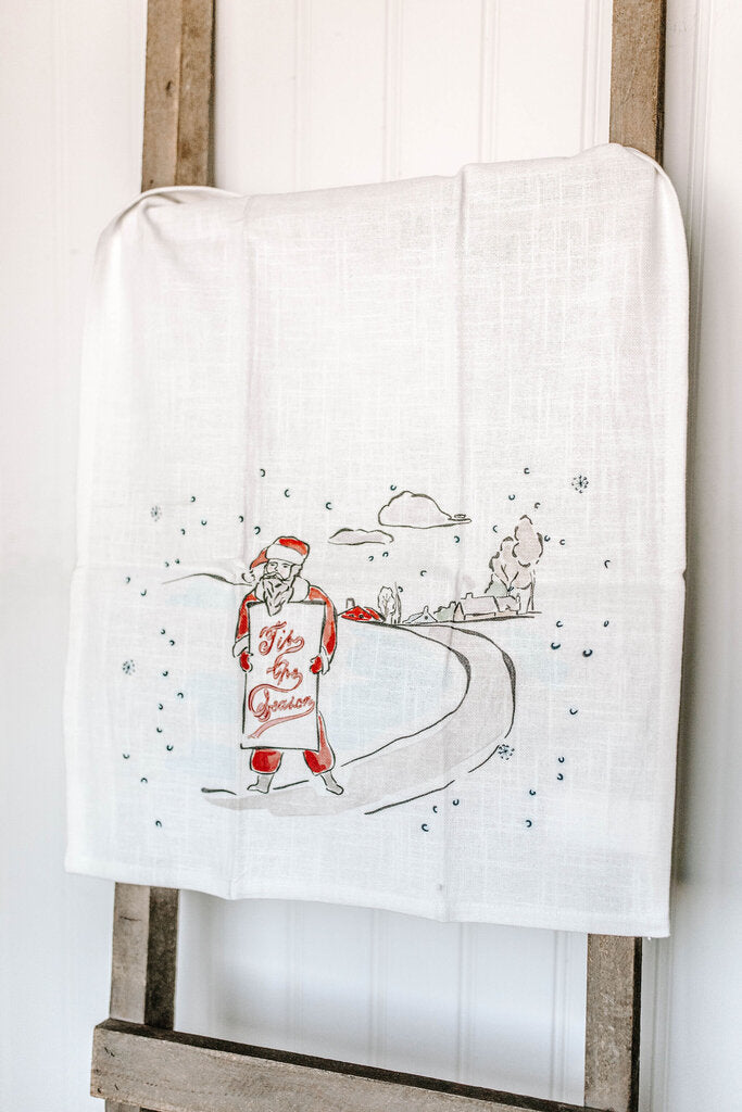 tis the season santa tea towel