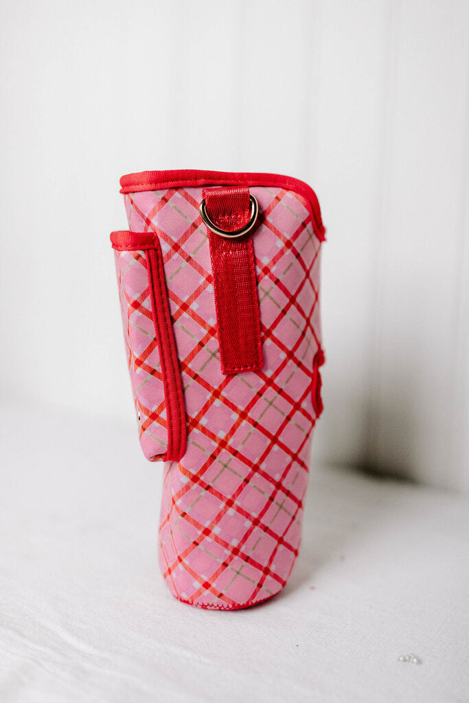 festive plaid tumbler sling