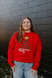 red tinsel tree sweater