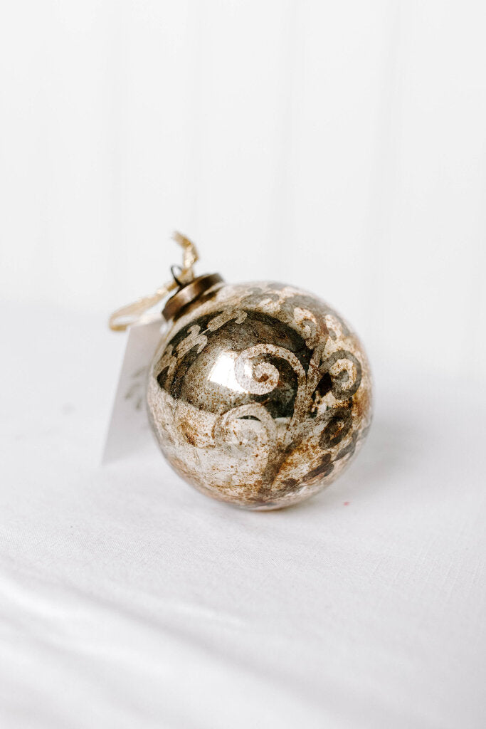 Silver Antiqued Glass Ornament