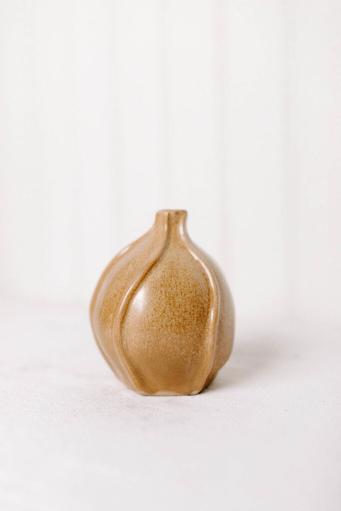 Abstract Vine Ceramic Bud Vase Brown