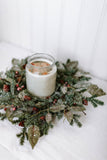 18" snowy pine and berry candle ring