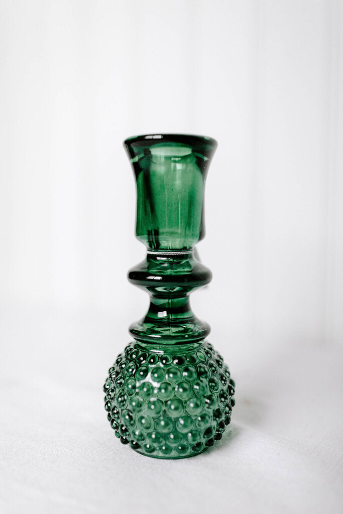 green hobnail tealight/taper holder