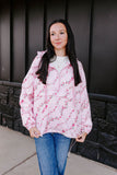 pink floral border windbreaker