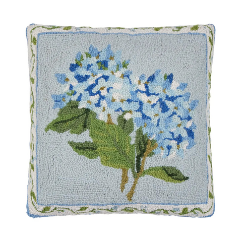 blue hydrangea hook pillow