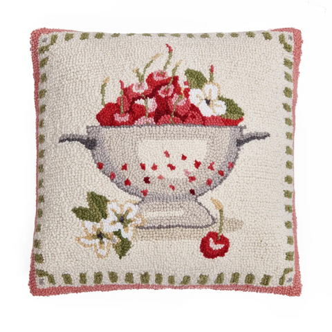 square sweet cherry and flowers hook pillow