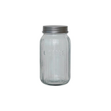 4 Cup Pressed Glass Jar w/ Metal Lid "Coffee"