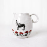 10 oz. Hand-Painted Stoneware Creamer w/ Dog & Flowers