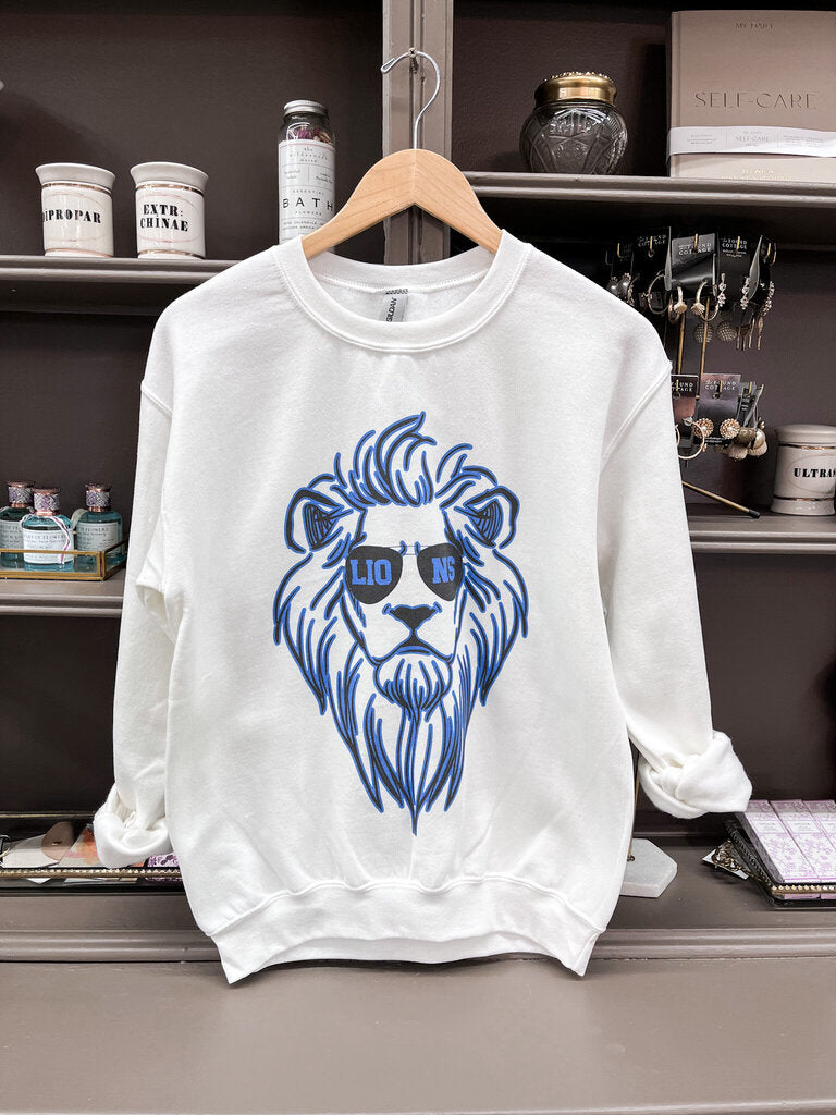 retro Detroit lions White Sweatshirt