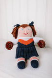 orange and navy cheerleader doll