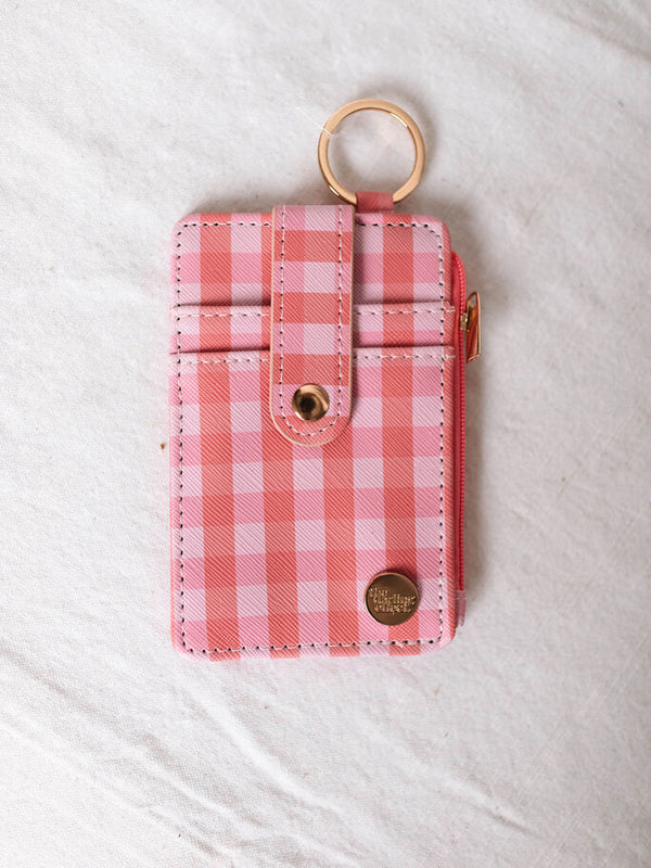 red gingham keychain wallet