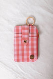 red gingham keychain wallet