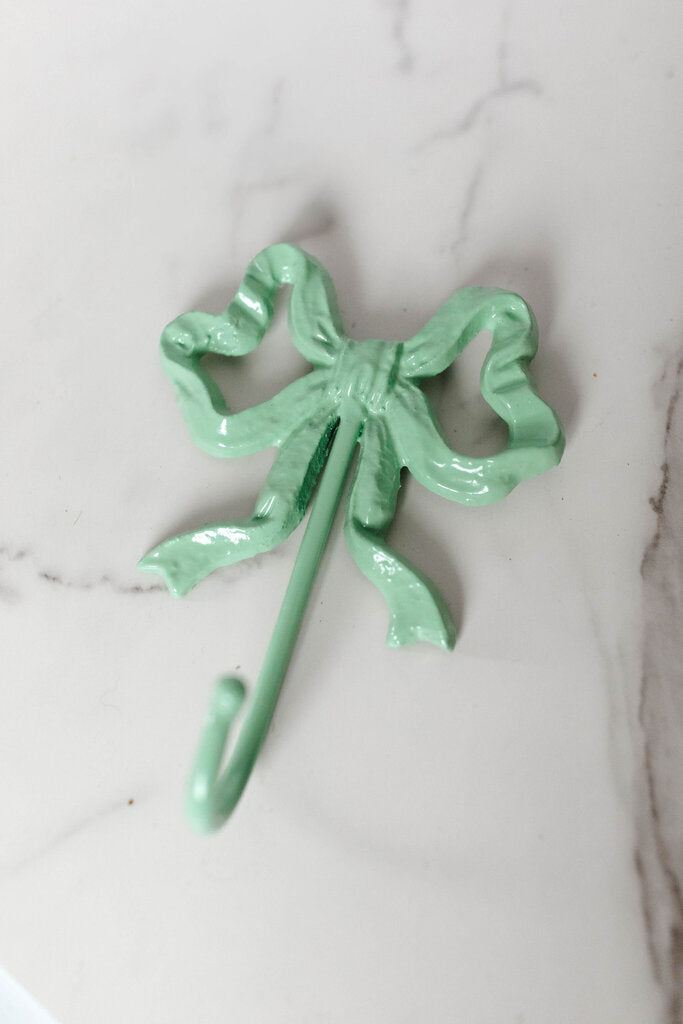 cast iron light green bow wall hook