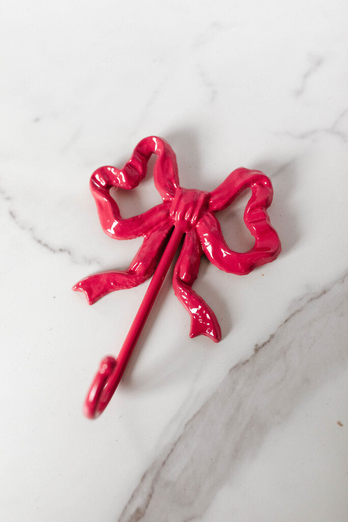 cast iron magenta bow wall hook