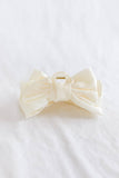 cream satin bow hair clip