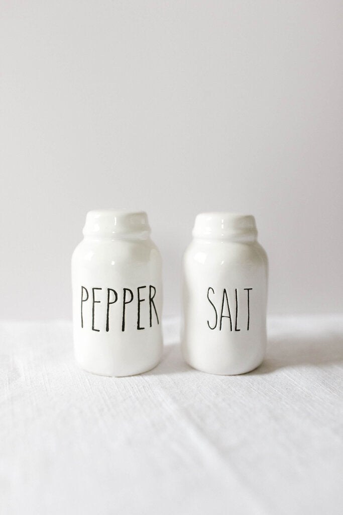 white ceramic salt and pepper