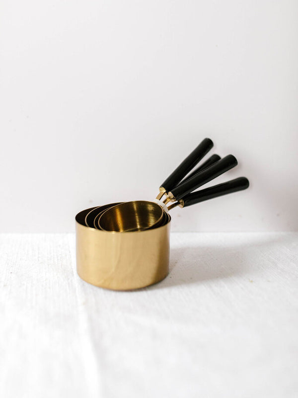 Gold & Black Enamel Handle Measuring Cups