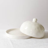 ceramic white butter dish