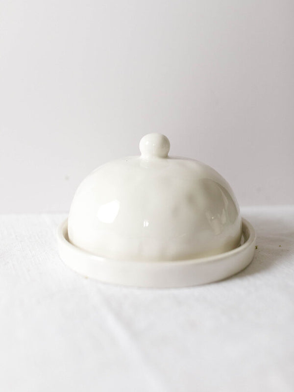ceramic white butter dish